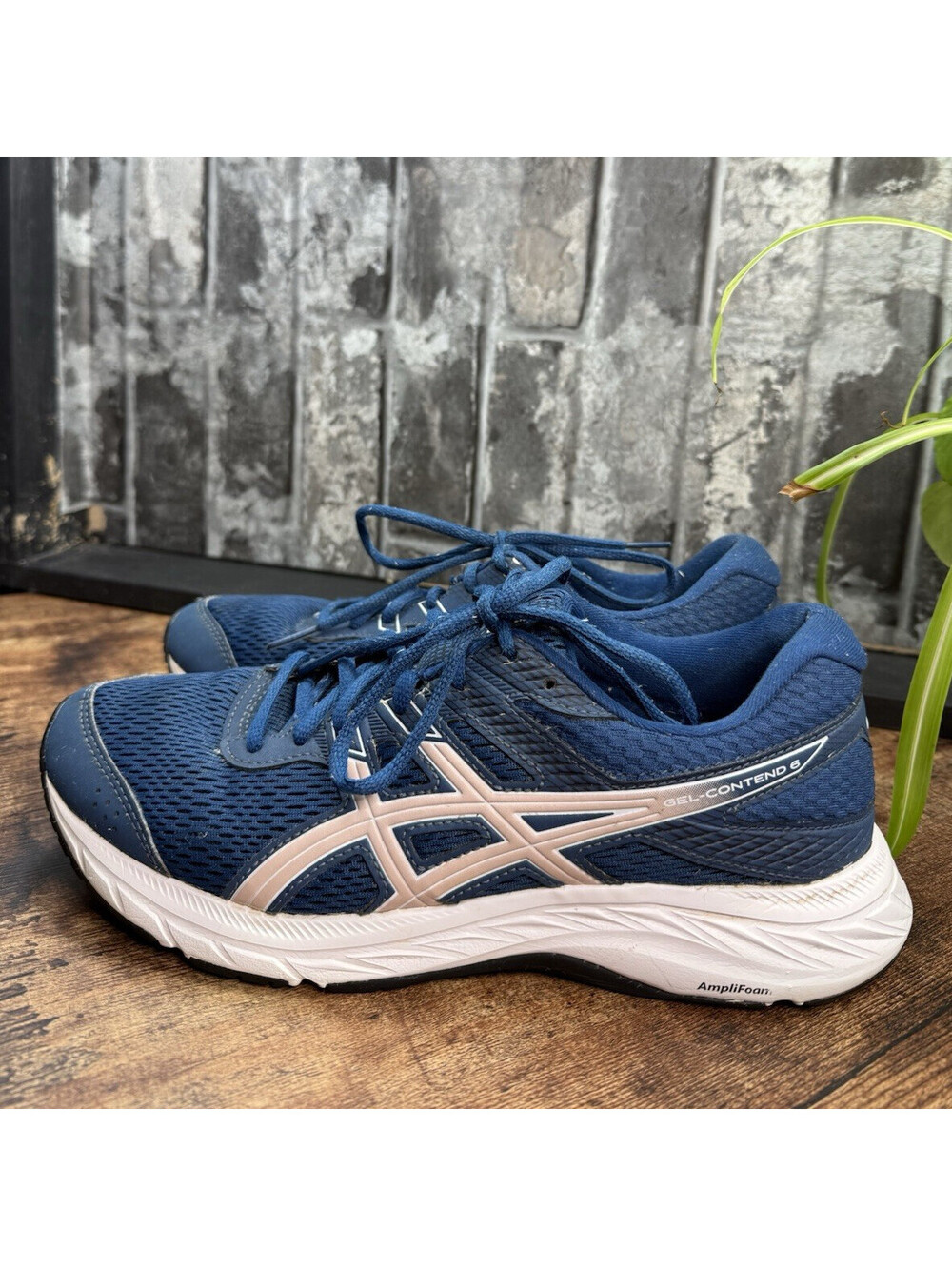ASICS Gel-Contend 6 Blue/White Solid Low Top Lace-Up Men's Athletic Sneaker